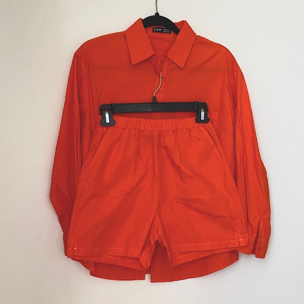 SHEIN Orange Shirt and Shorts Set